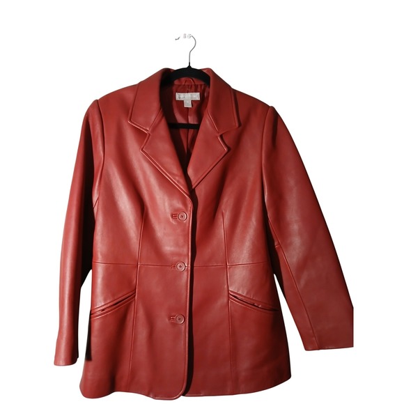 Nordstrom Jackets & Blazers - Nordstrom Genuine Lamb Leather Red Blazer‎ Jacket Size M